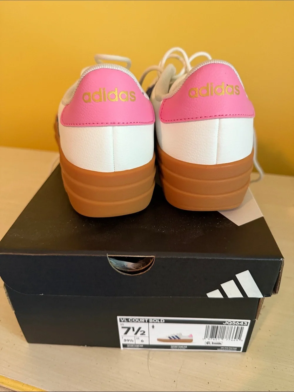 adidas VL Court Bold Platform Sneakers - White/Blue/Pink/Brown